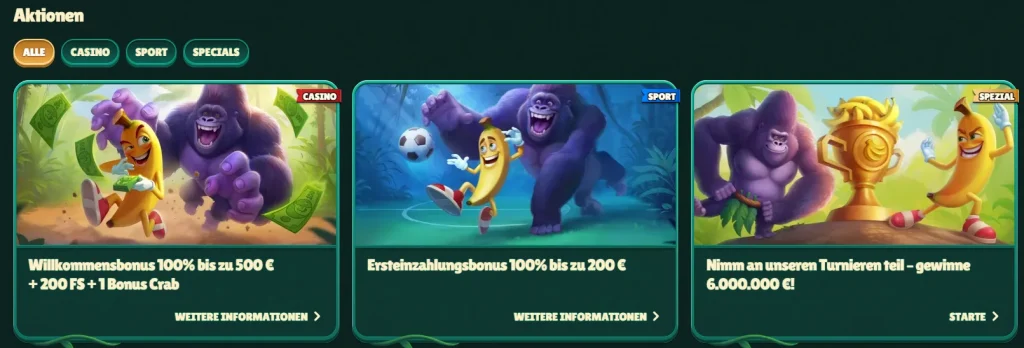 GoKong Casino Aktionen mit Willkommensbonus Freispiele und Turnieren Übersicht