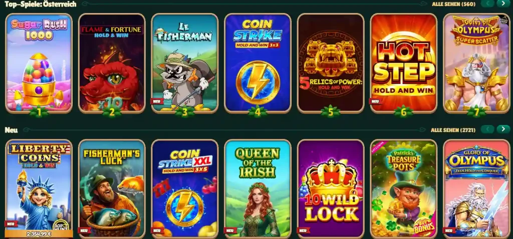 GoKong Casino Slot Spiele Auswahl mit verschiedenen Spielautomaten und Kategorien