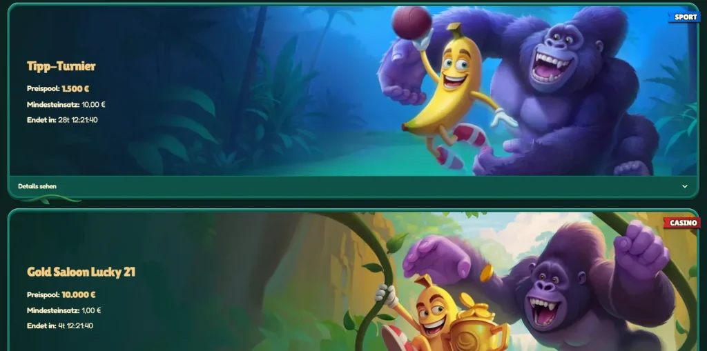 GoKong Casino Turniere mit Tipp Turnier und Gold Saloon Lucky 21 Preispools